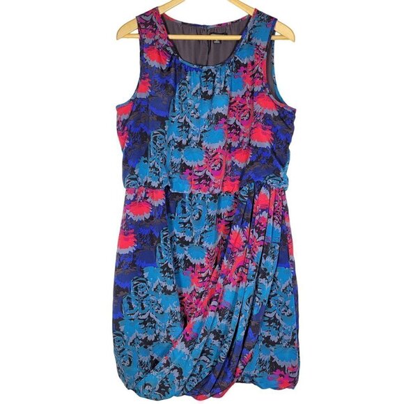 Banana Republic Women's Vibrant Color Floral Draped Detail Dress Size 14 - Picture 1 of 13